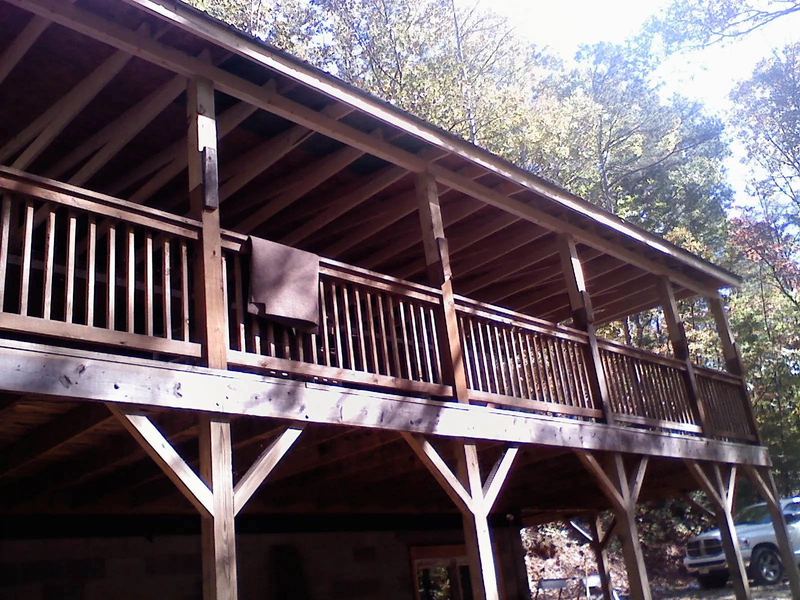 Timber framing under a new elevated porch and deck — Roof Leak Repair in Trufant by Roofing Brothers